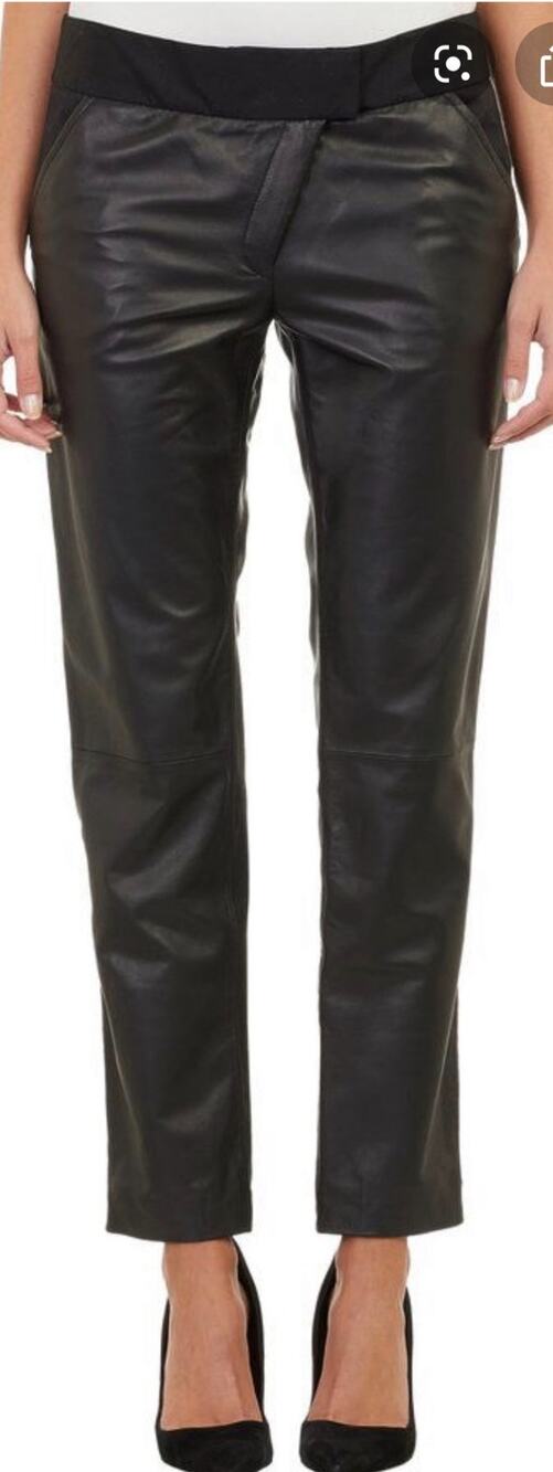 Thakoon Addition Black Lambskin Leather Asymmetrical Zipper Pant Sz 8